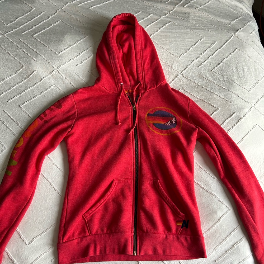 Aviator Nation Red Zip-Up Hoodie